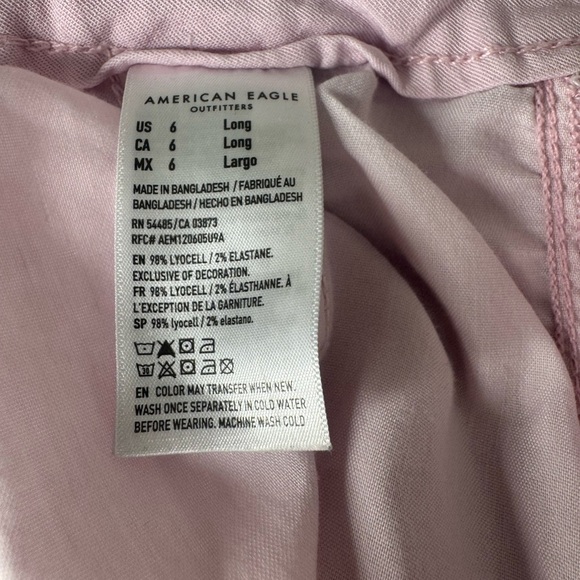 American Eagle Super High Rise Baggy Wide Leg Cargo Pants Pink Size 6 long - Picture 6 of 6